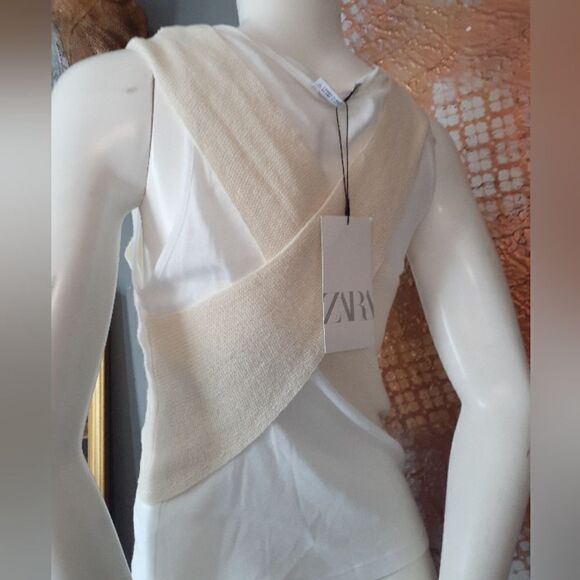 NWT Zara Cotton Blend Vest/Tank Top Hybrid - Picture 8 of 10